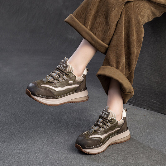 Women's Thick Sole Increased Assorted Colors Retro Pumps Breathable Casual Shoes