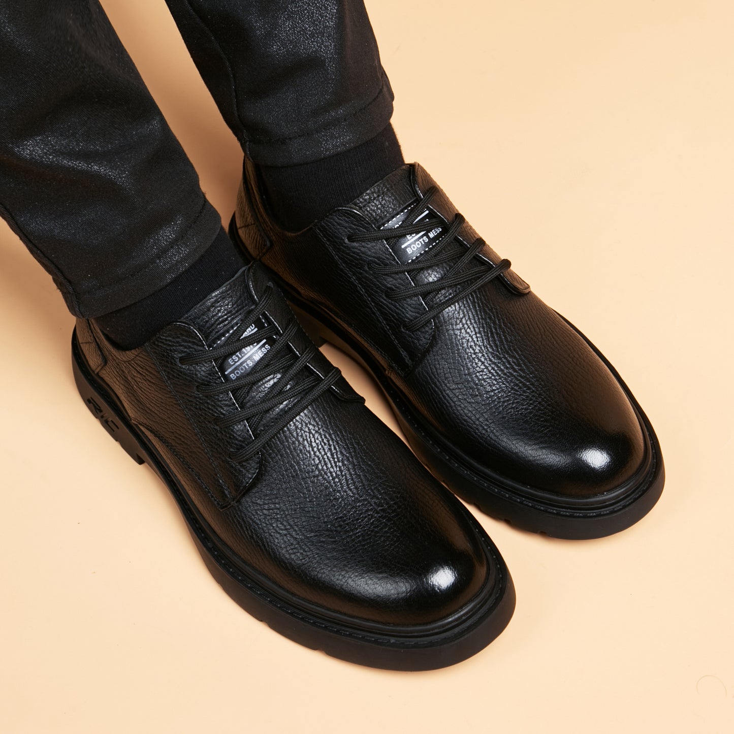 Men's British Style Trendy Height Increasing Insole Slip-on Soft Men's Business Leather Shoes