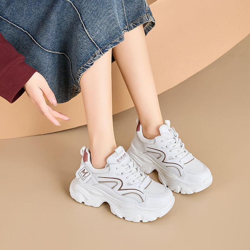 Women's Genuine Platform Dad Summer Mesh Elevator Casual Shoes