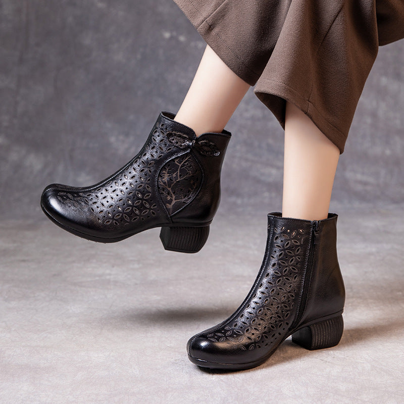 Women's Thick High Retro Ankle Breathable Hole Women's Shoes