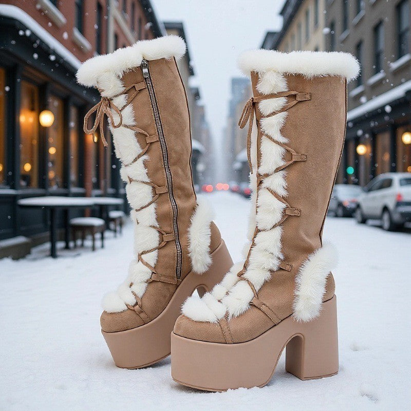 Women's Super Punk Hot Plush Thick Bottom Fashion Women's Cotton Shoes