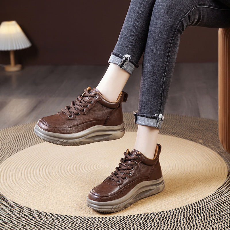 Women's German Training Spring Platform Vintage Fleece-lined Flat Lace Women's Sports Shoes