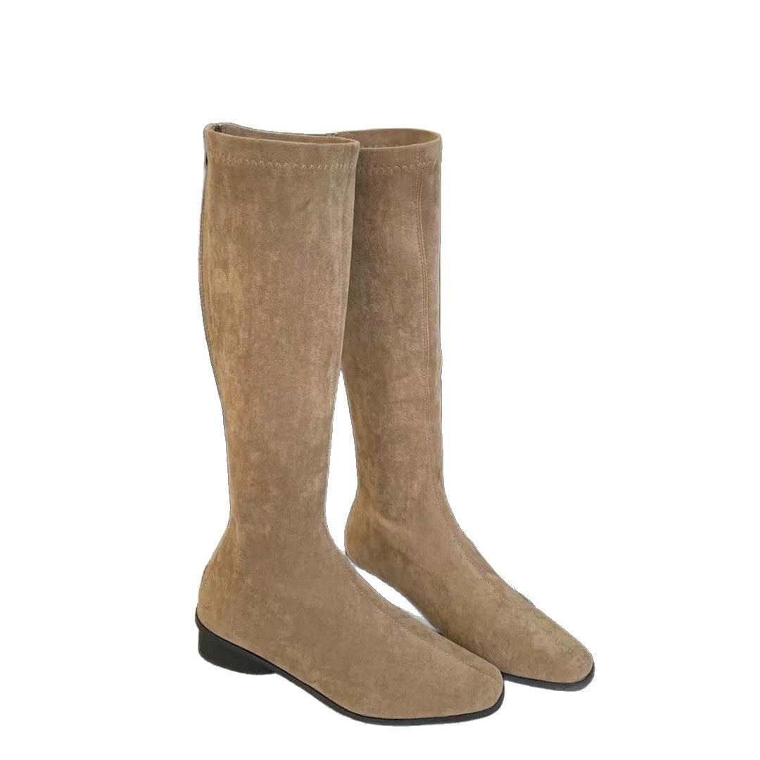 Women's Height Increasing Insole Suede High Slimming Tall Stretch Retro Women's Leather Boots