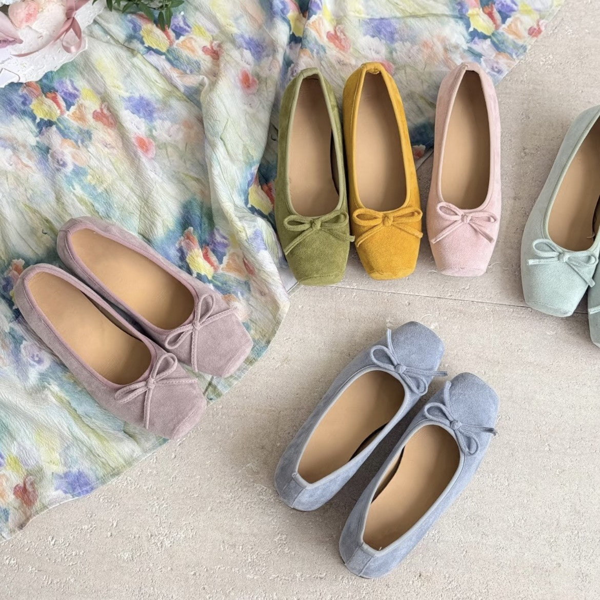 Women's Flat Suede Pumps Spring French Gentle Fairy Lady Heels