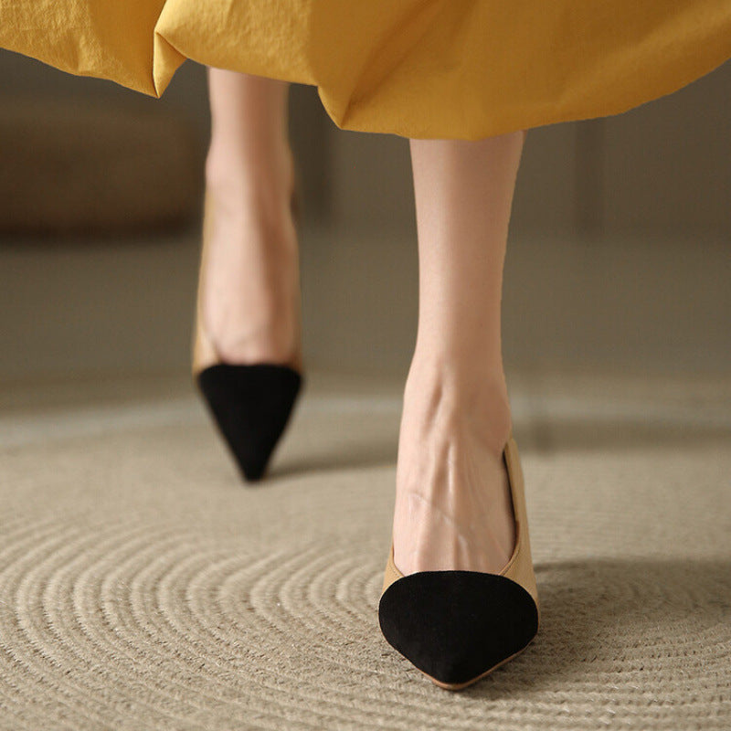 Women's High Multicolor Low-cut Slip-on Pointed Square Women's Fashion Shoes
