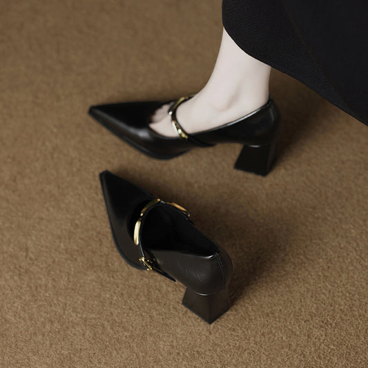 Women's Sheepskin High-grade Shallow Mouth Pumps Not Tired Feet High Women's Fashion Shoes