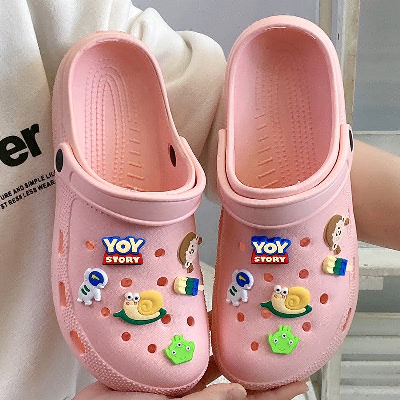 Women's Bottom Fleece-lined Hole Cartoon Cotton Warm Daily Outer Women's Shoes