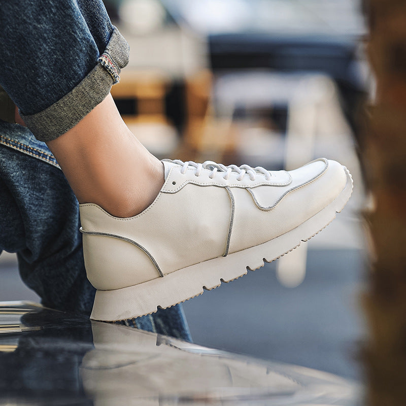 Men's Uncle White Fashionable Running Board Retro Leather Shoes