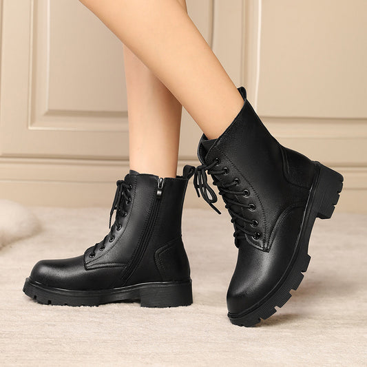 Women's Mid Thick Sole Wool From Toe To Instep Boots