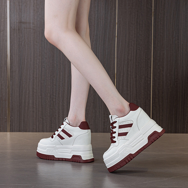 Women's Platform Height Increasing Stylish Simple Versatile Color Matching Women's Casual Shoes