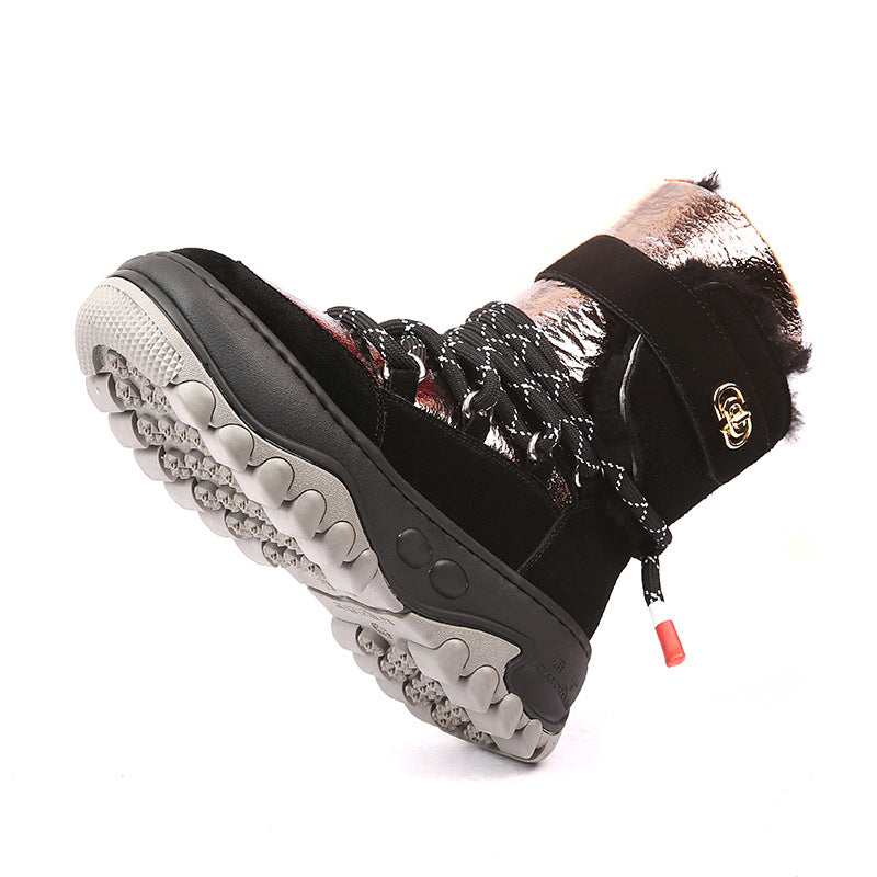Women's Platform Fur Integrated Winter Northeast Cotton Padded Snow Boots