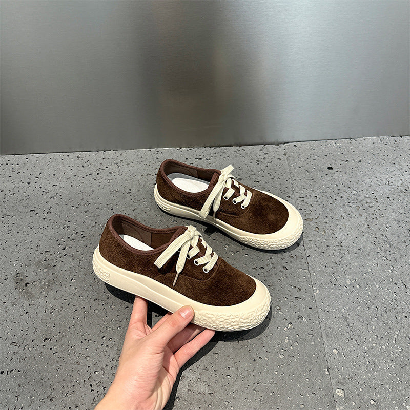 Women's Rubber Sole Retro Solid Color British Style Women's Casual Shoes