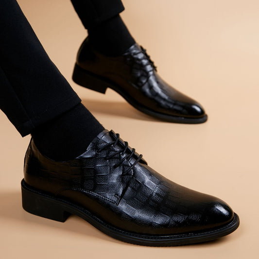 Men's Toe Korean Genuine Breathable Formal Suit Height Increasing Men's Business Leather Shoes