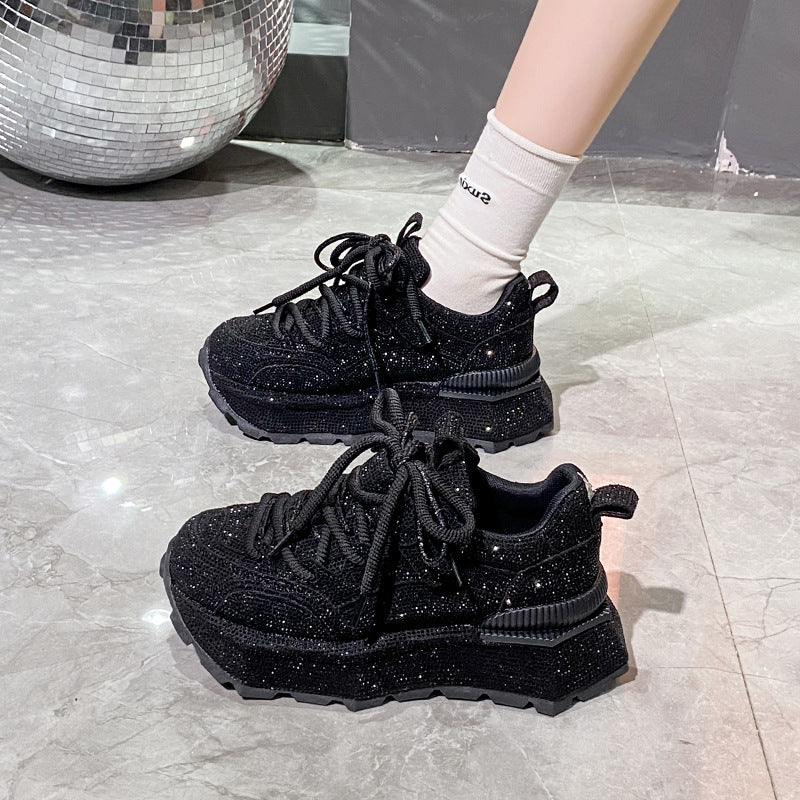 Women's Goods Full Diamond Thick Bottom Fried Street Style Dad Fashionable Casual Shoes