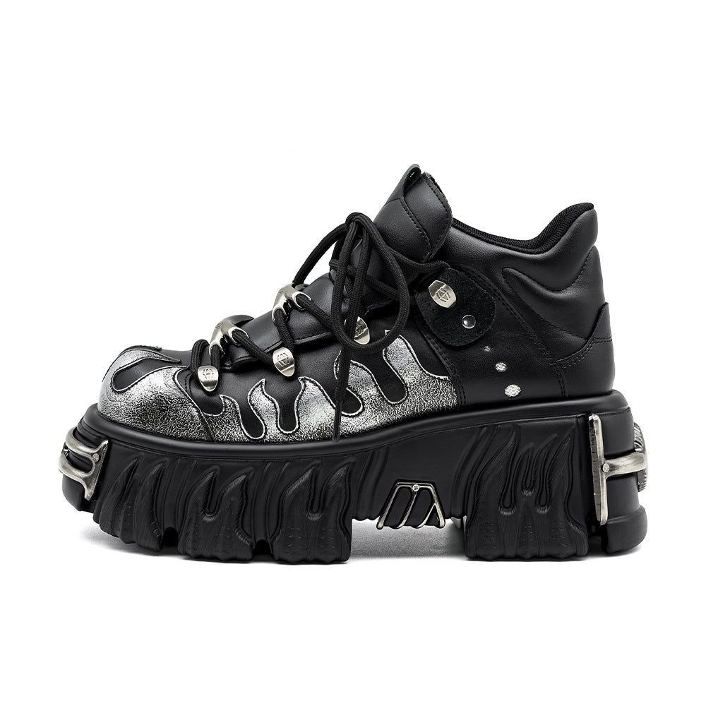 Trend Carving Dark Punk Metal Niche Design Women's Leather Boots