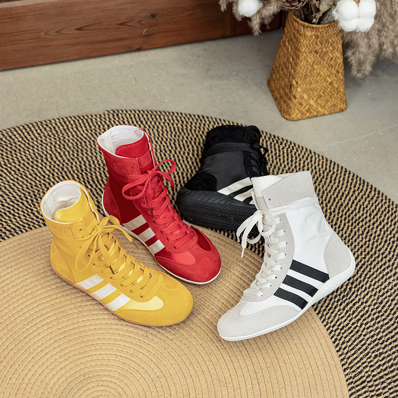 Women's Genuine Elevator Flat Boxing Round Toe Women's Casual Shoes