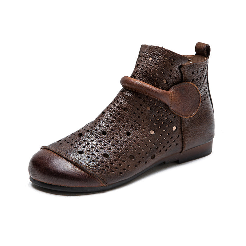 Women's Breathable Hollow Hole Retro Style Flat Sandals