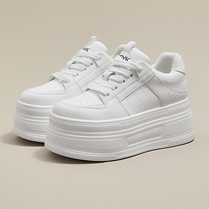 Women's White Height Increasing Summer Versatile Mesh Breathable Women's Casual Shoes