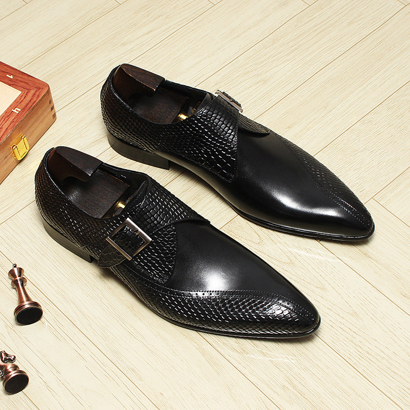 Men's Buckle European Fashion Formal Wear British Pointed Monk Men's Shoes