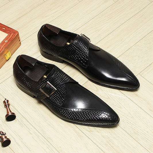 Men's Buckle European Fashion Formal Wear British Pointed Monk Men's Shoes