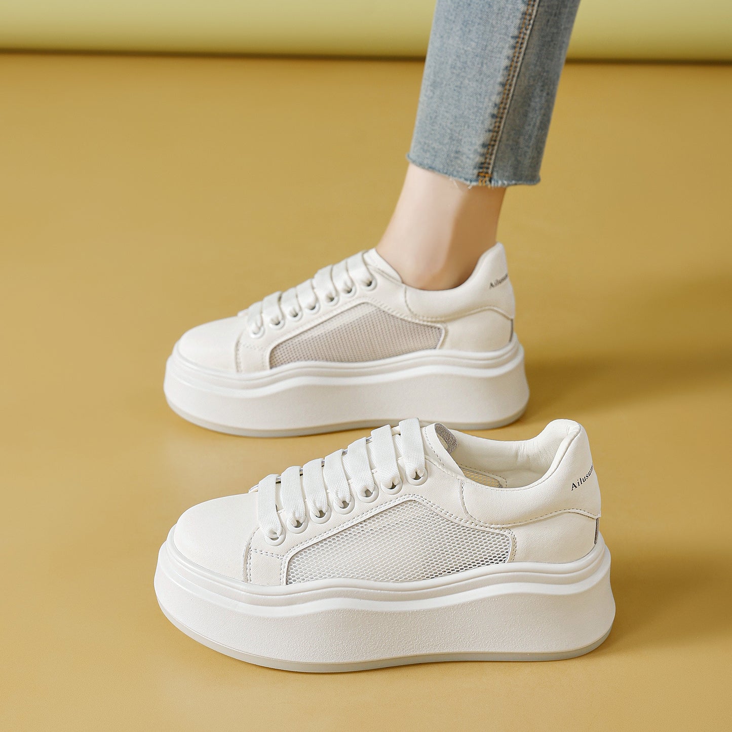 Women's Small Genuine Thick-soled Mcqueen White Spring Men's Shoes