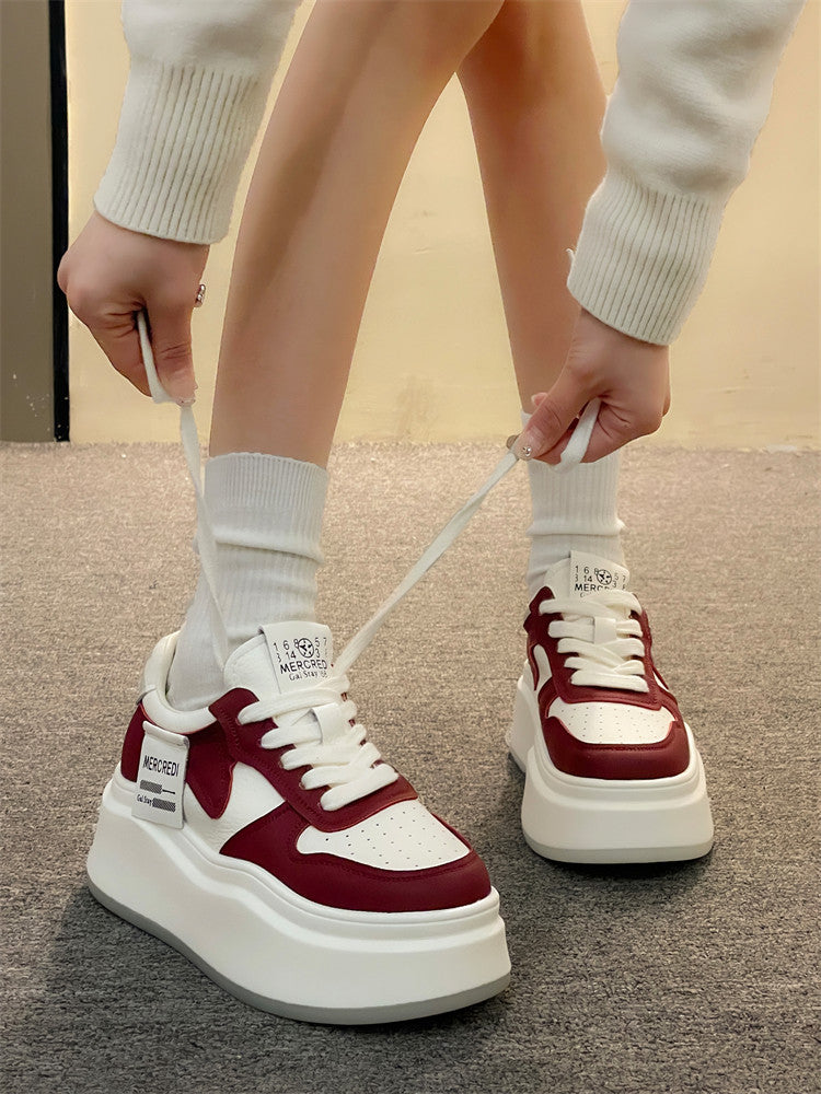 Women's Autumn White Niche Design Thick-soled Board Casual Shoes