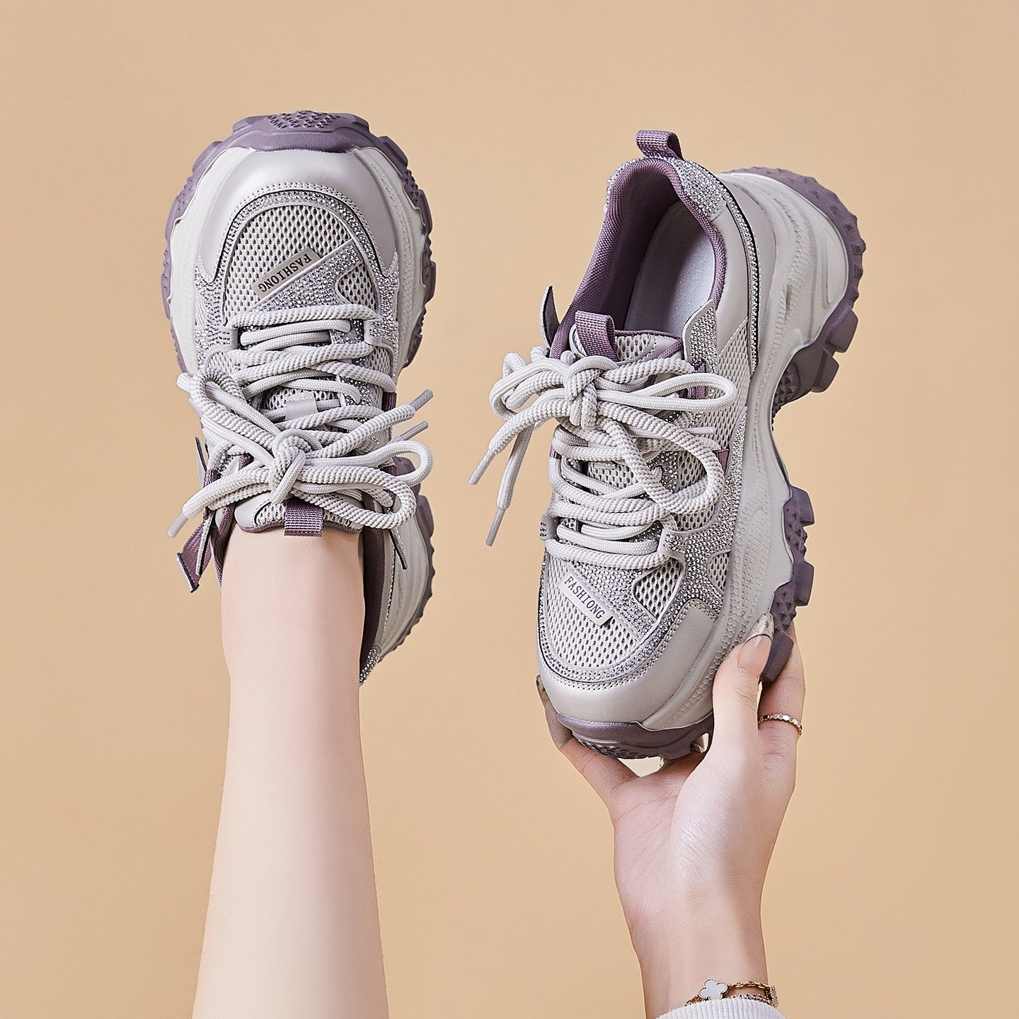 Women's Breathable Thick Bottom Increased Comfortable Lightweight Women's Sports Shoes