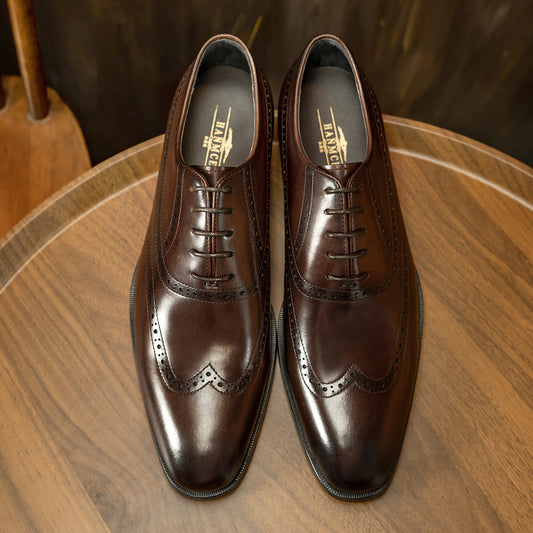 Men's Formal Oxford Brogue Cowhide Plus Size Leather Shoes