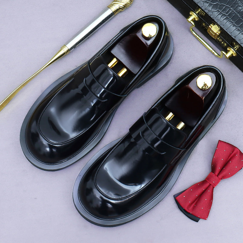 Men's Business Formal Cowhide Slip-on Paint British Leather Shoes