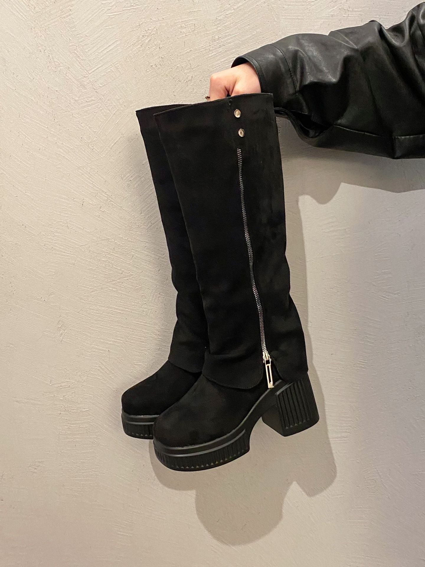 Women's High Pantyhose Fashion Waterproof Platform Retro Boots