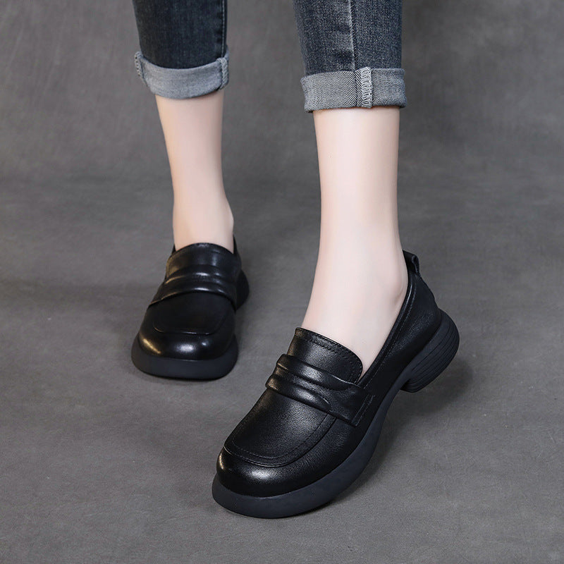 Women's Cowhide Versatile Autumn Handmade Flat Soft Bottom Loafers