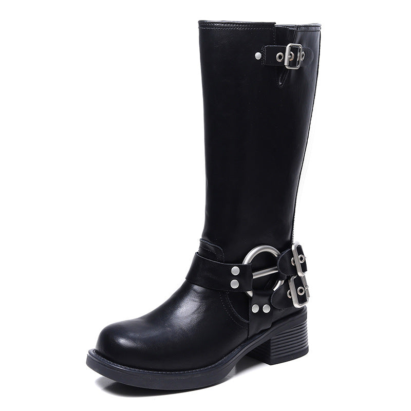 Tube Square Head Sleeve Motorcycle Retro Boots
