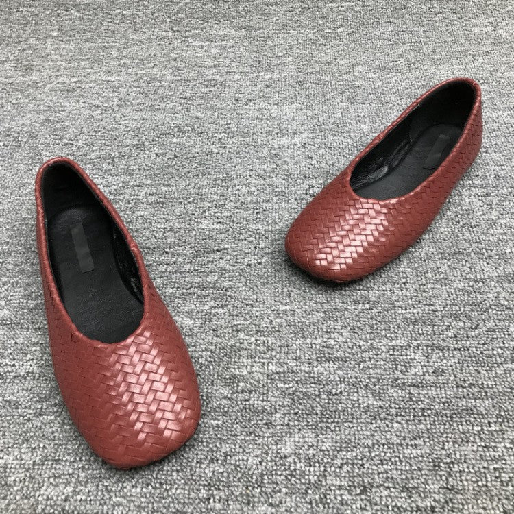 European Goods Low Flat Round Head Woven Women's Fashion Shoes