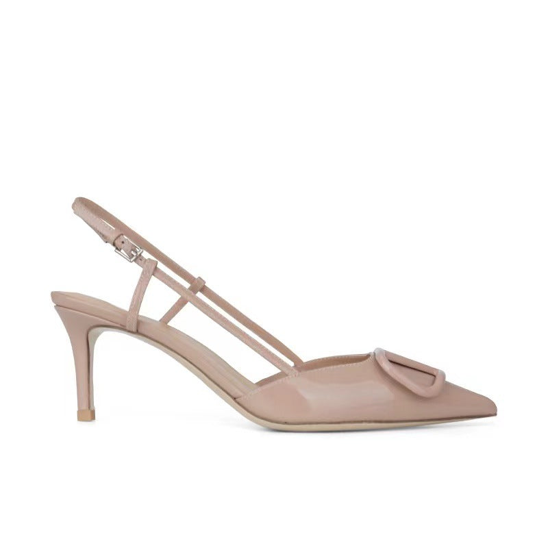 Women's Version Home Nude Summer Toe Cap Stilettos Pointed French V Women's Fashion Shoes