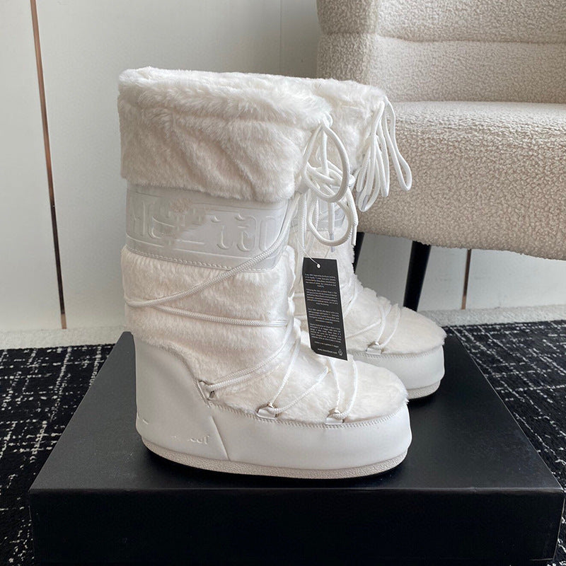 Women's Winter Thick Warm Sleeve Cotton Strap Snow Boots
