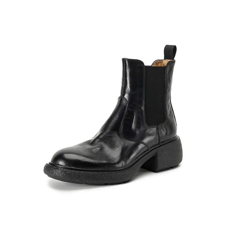 Women's Love Letter Old Chelsea British Style Martin Chunky Women's Leather Boots