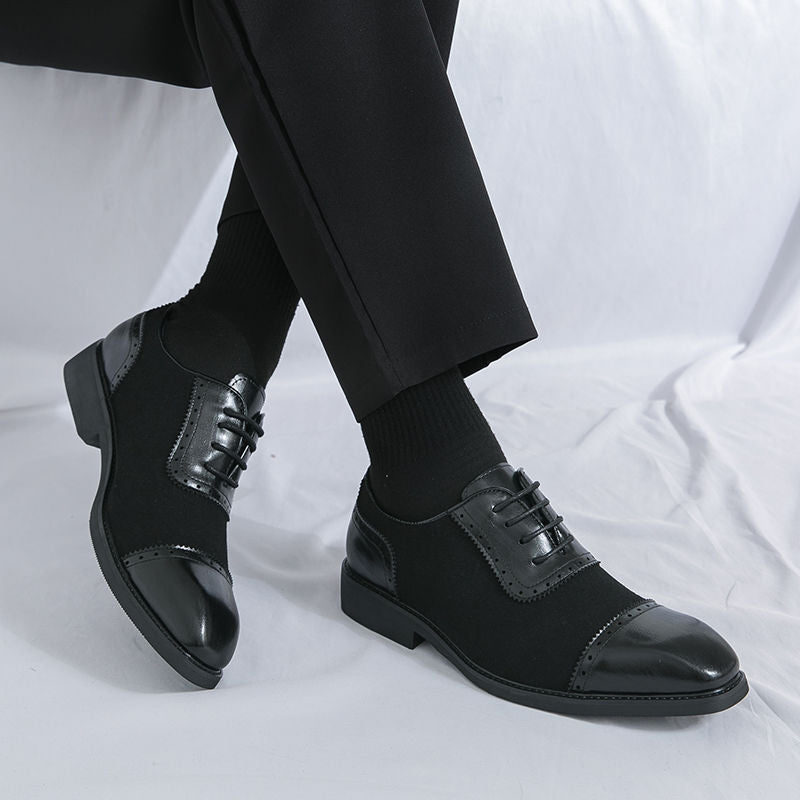 Men's Wear Pointed Oxford Increased Thin Brown Men's Casual Leather Shoes