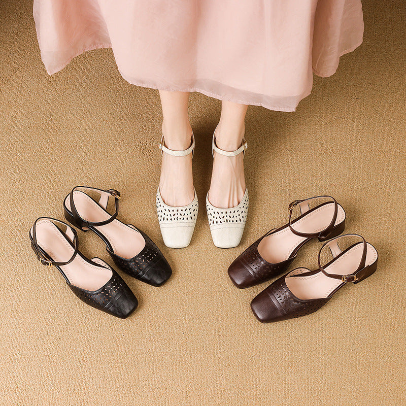 Women's Large Small Size Closed Toe Thick Flat Sandals