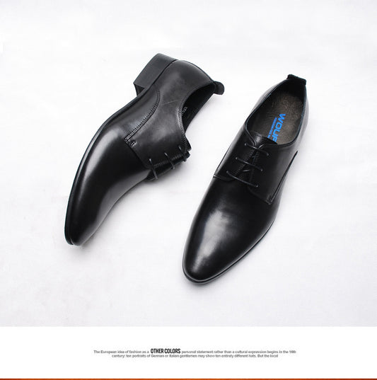 Men's Cowhide Breathable Patent Formal Business British Lace Casual Shoes