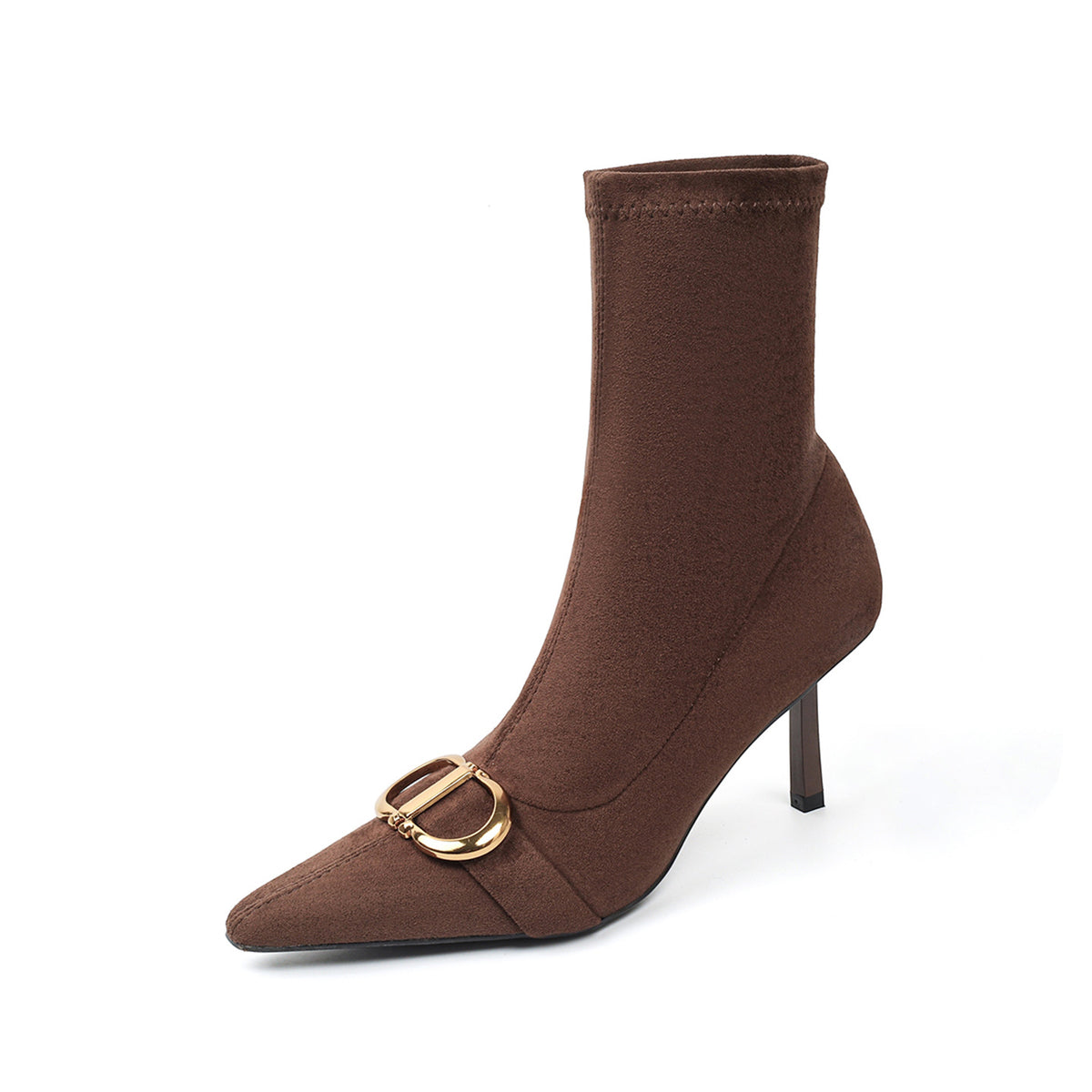 Women's Stiletto Brown High Pointed Ankle Western Women's Leather Boots