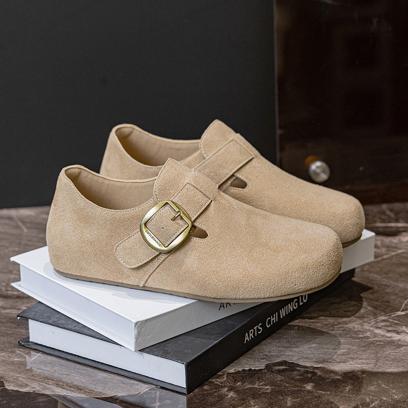 Women's Spring Arch Support Platform Buckle Pumps Flat Large Women's Casual Shoes