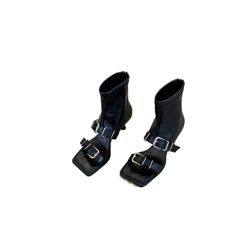 Tax-free Open Toe Split Sexy Peep Square Sandals