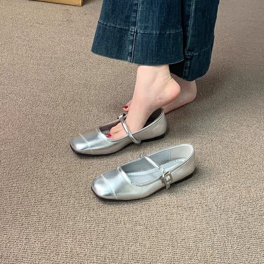 Retro Easy Matching Sier Summer French Vintage Women's Shoes