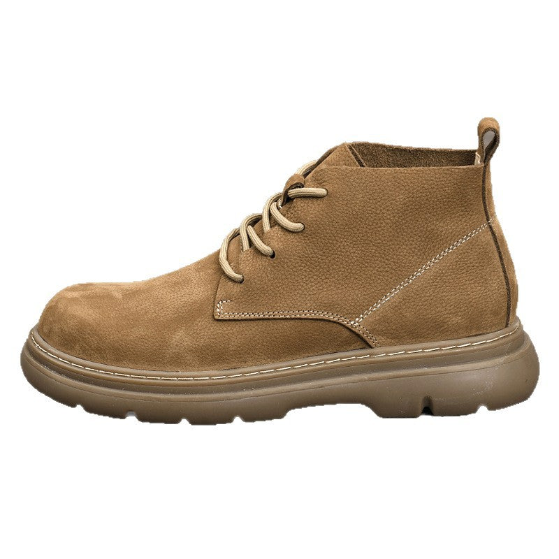 Men's Layer Cowhide Martin British Style Short Men's Casual Leather Shoes