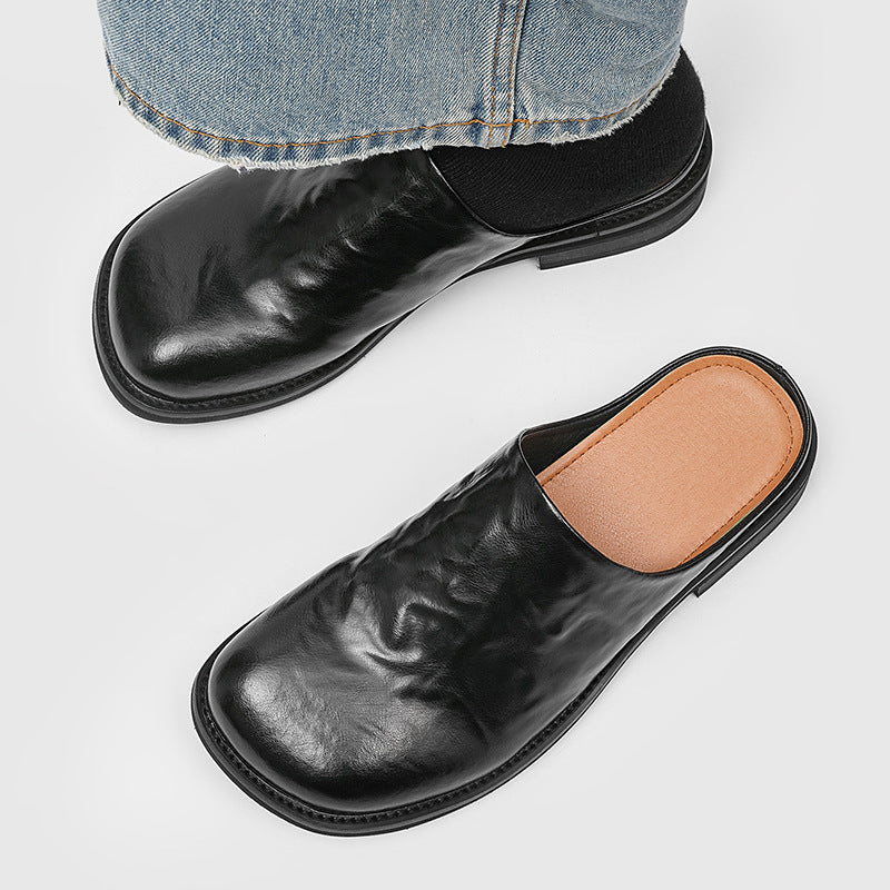 Men's Slip-on Lofter Square Toe Half Thick Sandals