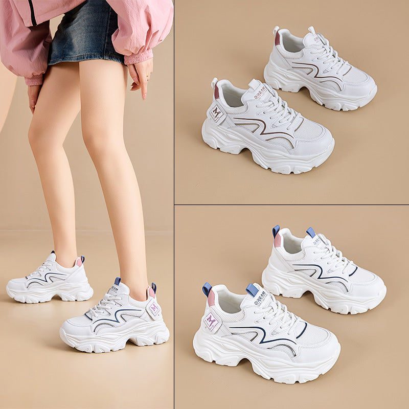 Women's Genuine Platform Dad Summer Mesh Elevator Casual Shoes