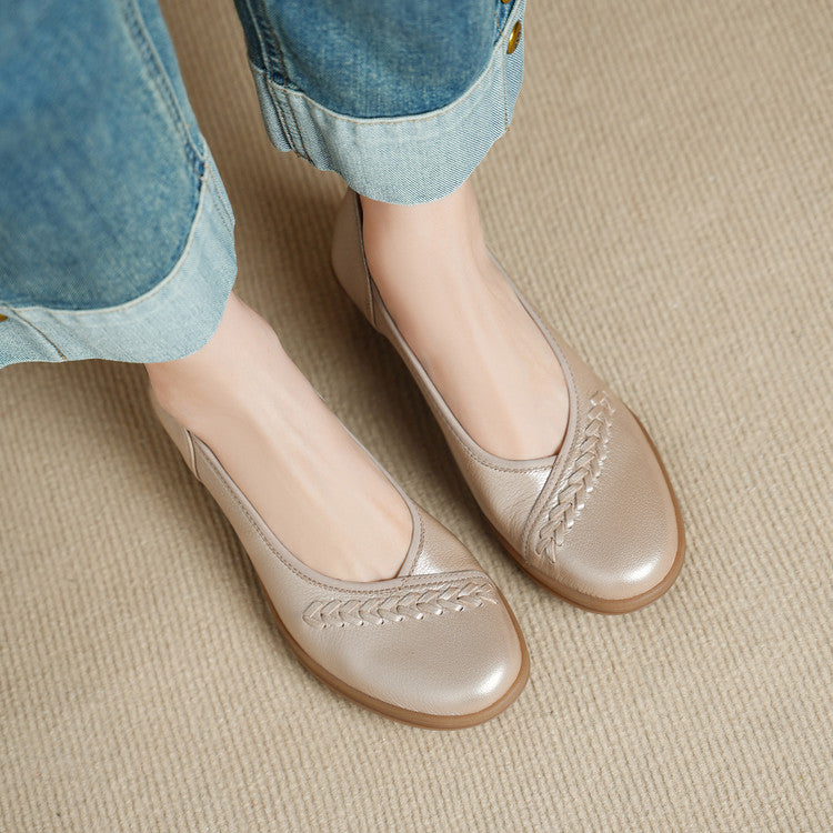 Women's French Round Head Thick Pumps Spring Soft Bottom Not Tired Women's Fashion Shoes