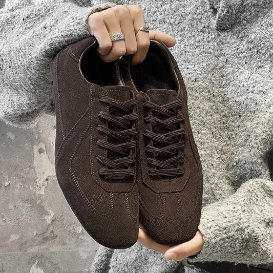 Men's German Training Minimalist Suede Retro Brown High-grade Boxing British Thin Men's Board Shoes