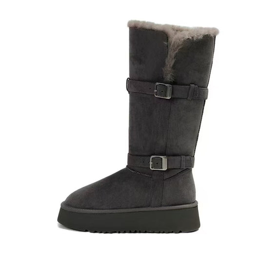 Winter Thick Bottom Plus Veet Long Two-way Women's Cotton Shoes