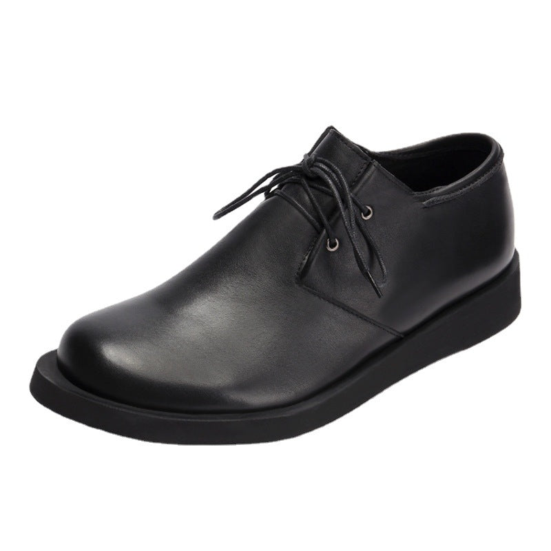 Men's Fashionable Comfortable Cowhide Round Head Leisure Thick Men's Casual Shoes
